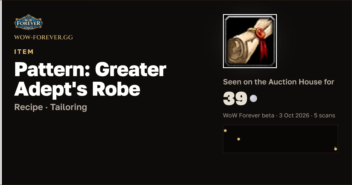 The preview card for Pattern: Greater Adept's Robe