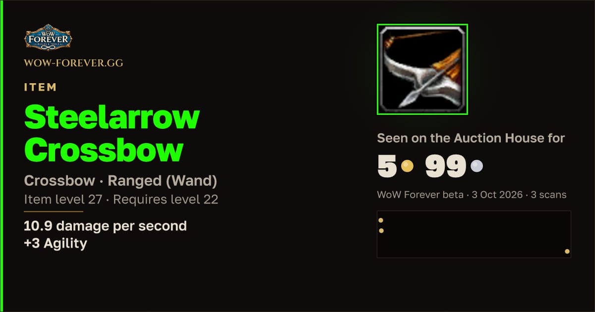 The preview card for Steelarrow Crossbow