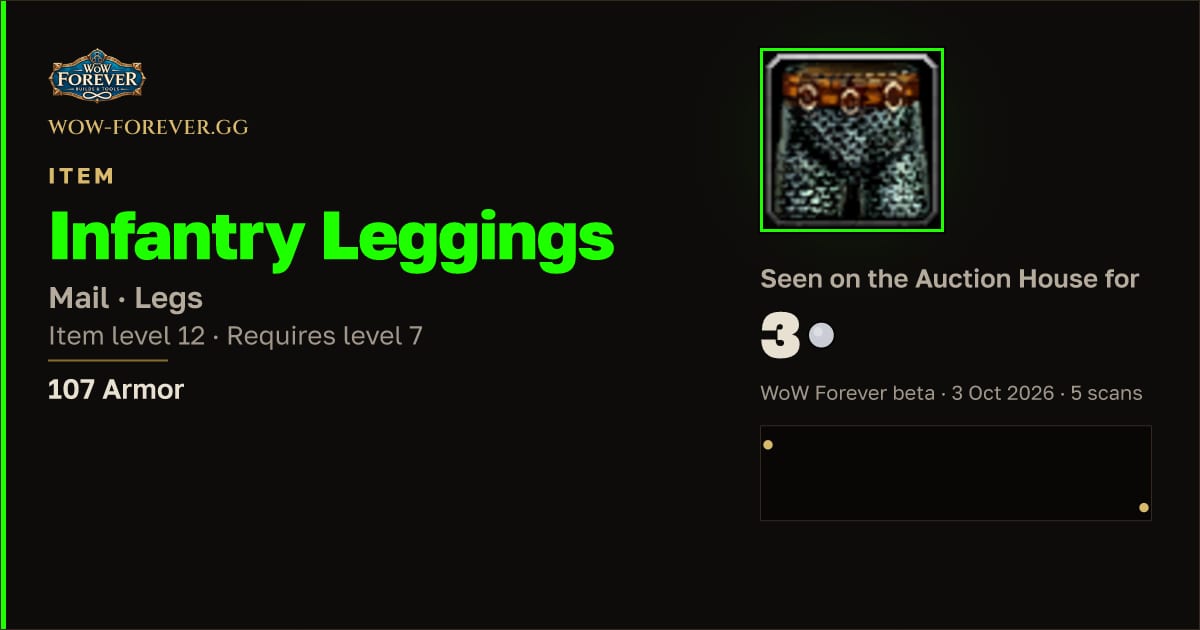The preview card for Infantry Leggings