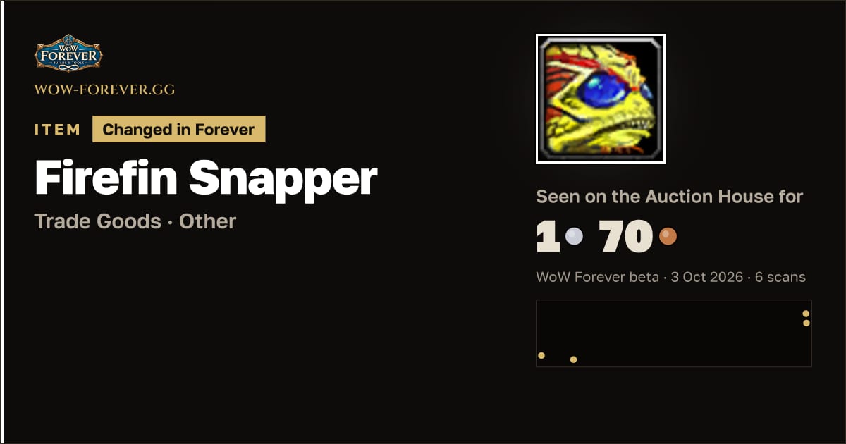 The preview card for Firefin Snapper