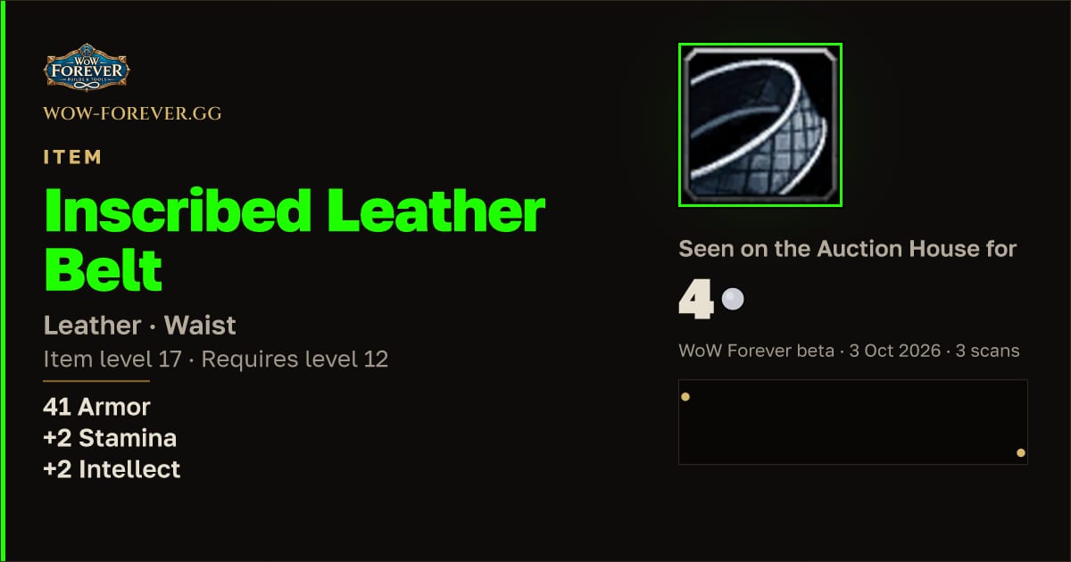 The preview card for Inscribed Leather Belt
