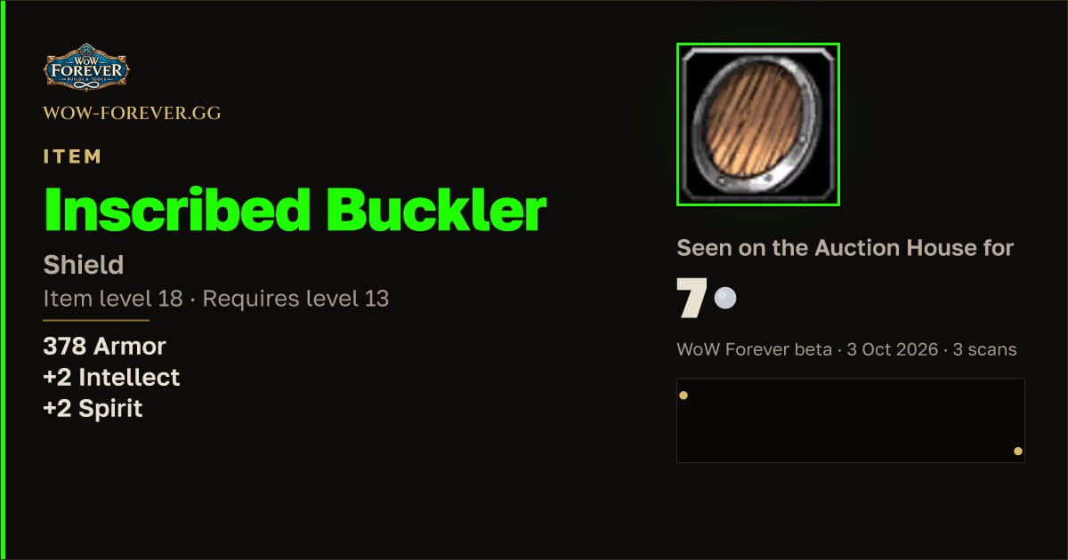 The preview card for Inscribed Buckler