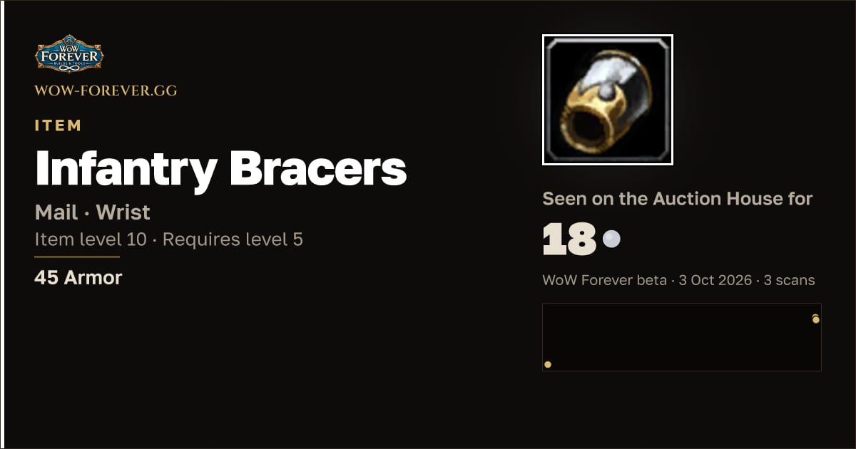 The preview card for Infantry Bracers