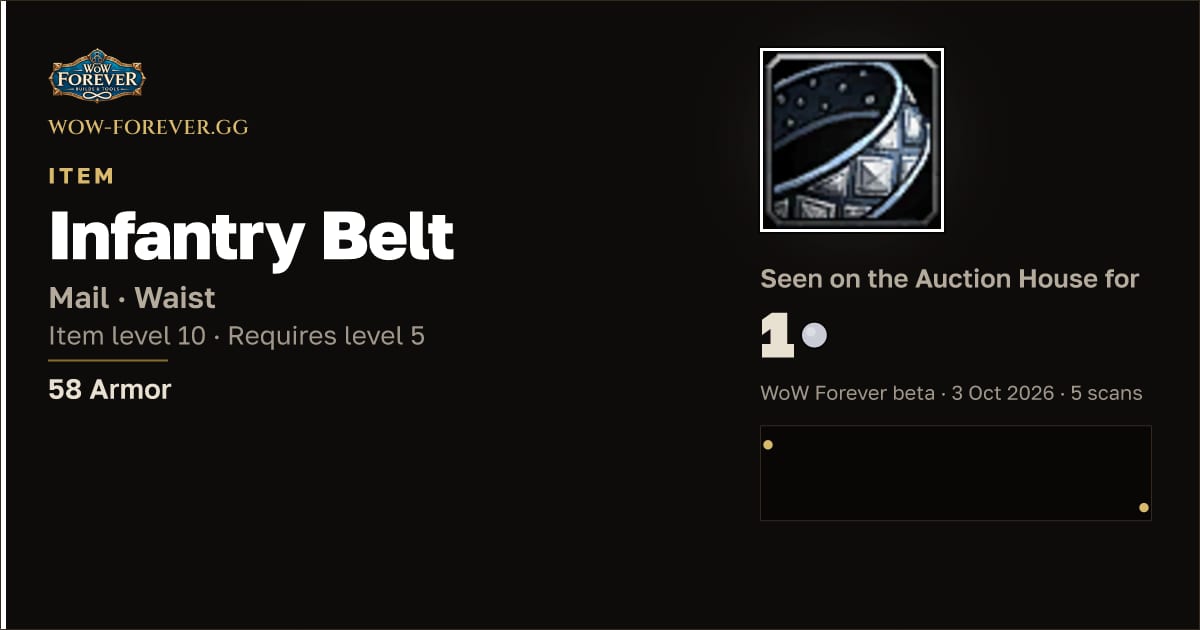 The preview card for Infantry Belt