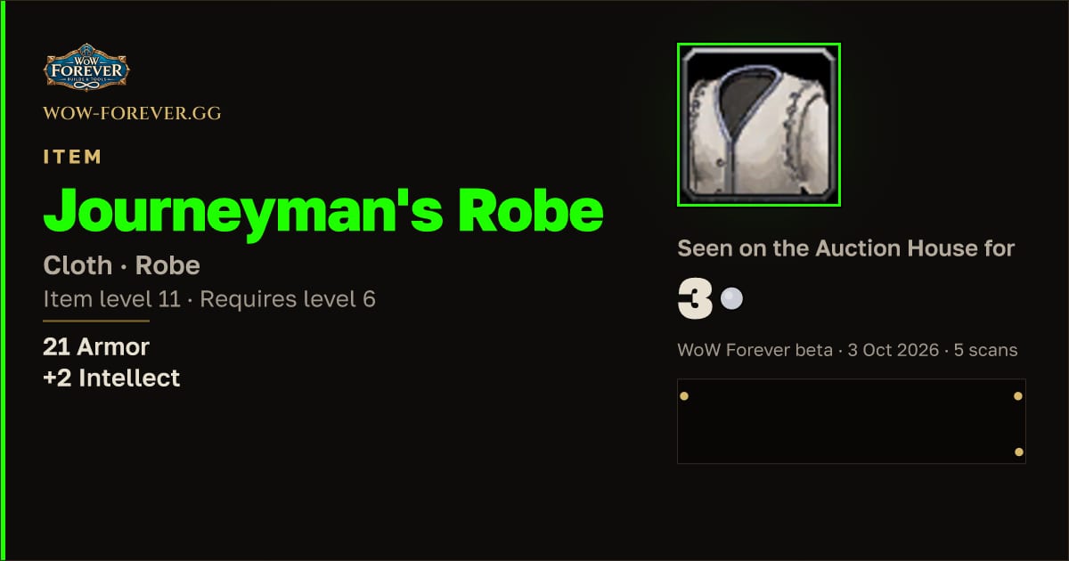 The preview card for Journeyman's Robe