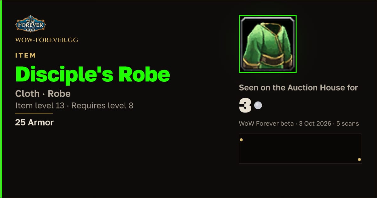The preview card for Disciple's Robe