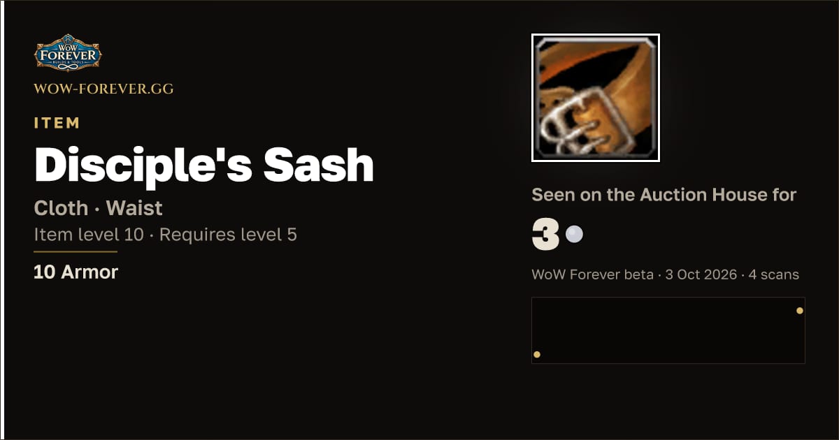 The preview card for Disciple's Sash
