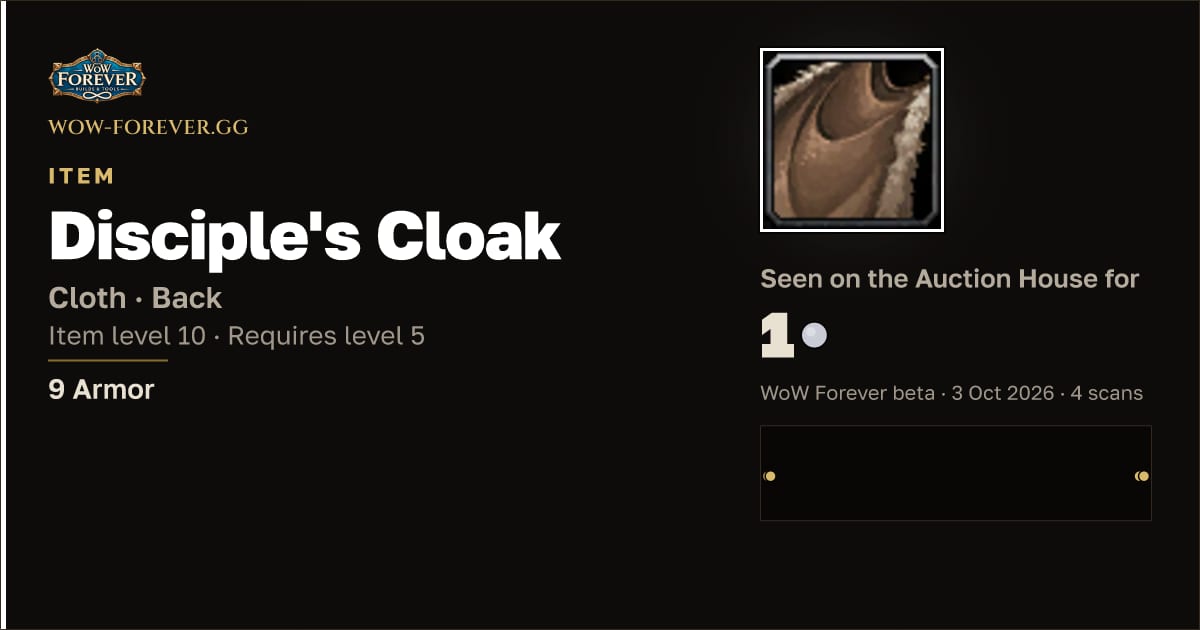 The preview card for Disciple's Cloak