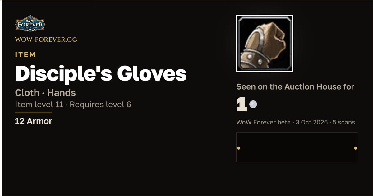 The preview card for Disciple's Gloves