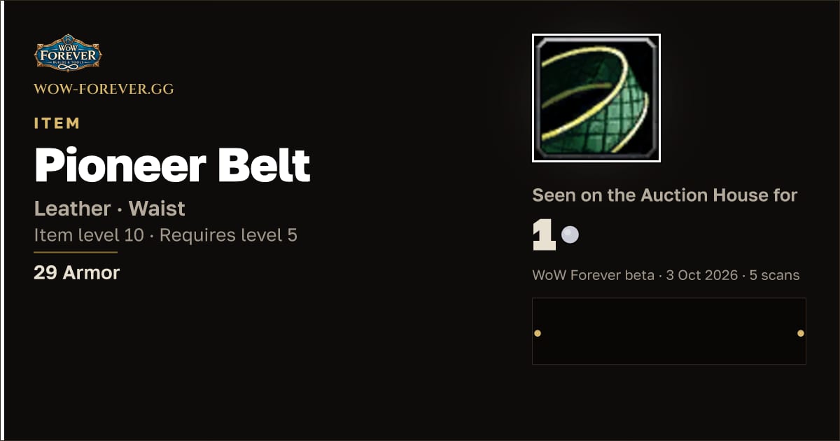The preview card for Pioneer Belt