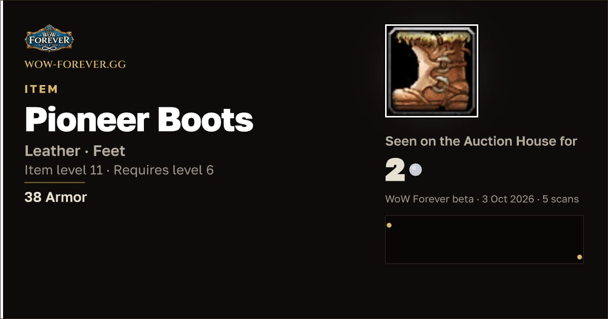 The preview card for Pioneer Boots
