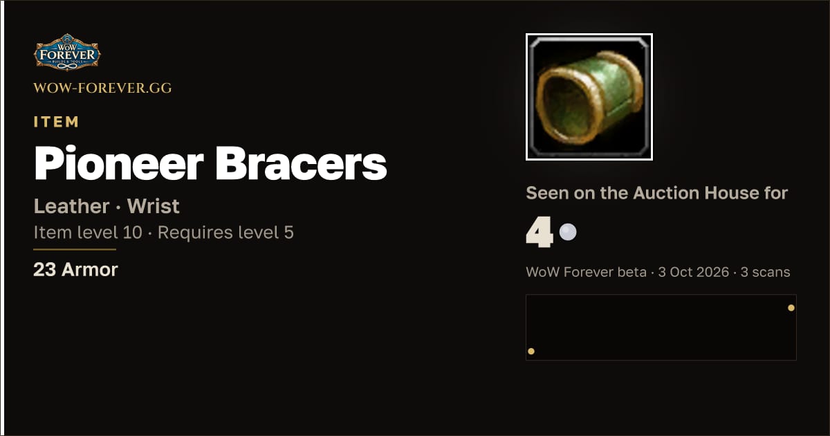 The preview card for Pioneer Bracers