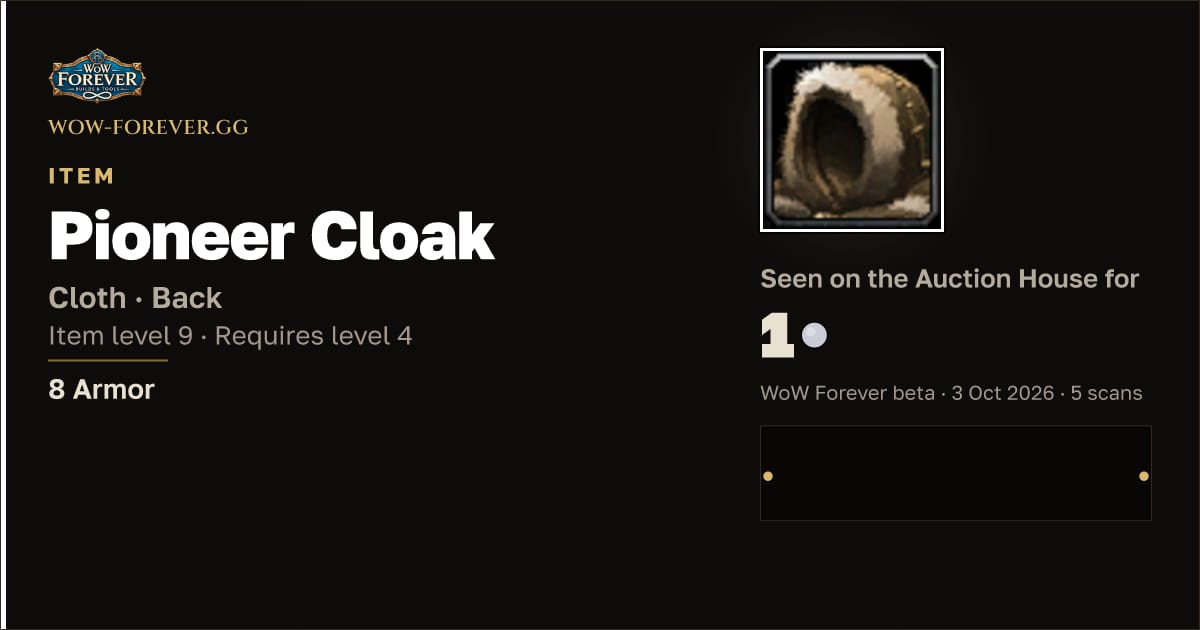 The preview card for Pioneer Cloak