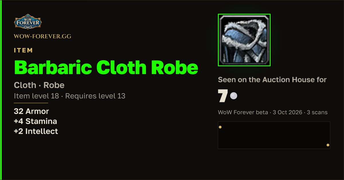 The preview card for Barbaric Cloth Robe