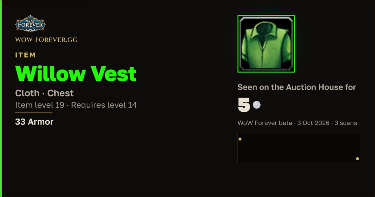 The preview card for Willow Vest