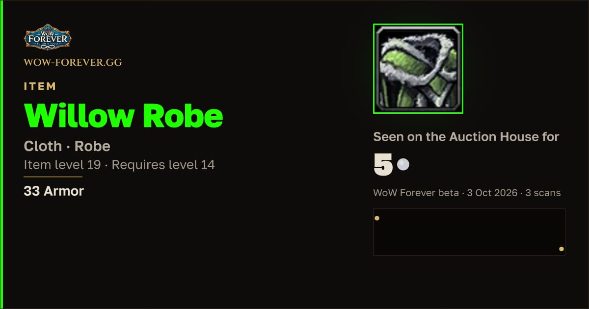 The preview card for Willow Robe