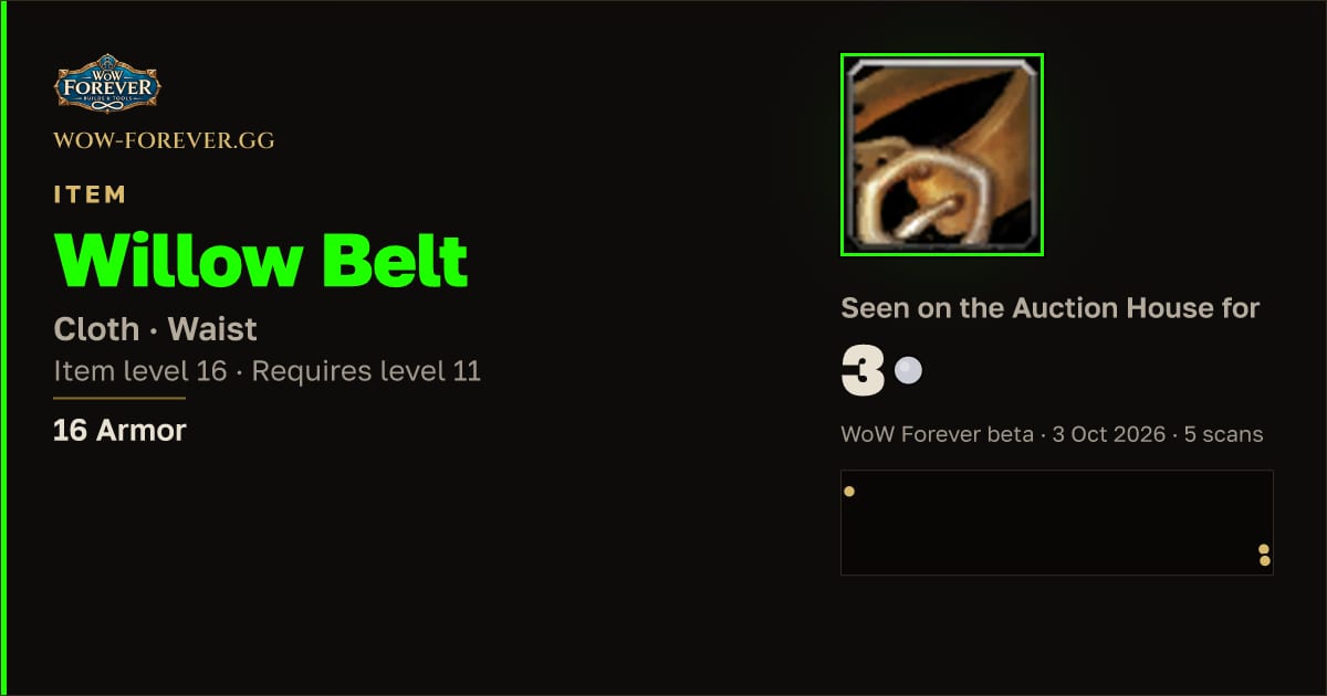 The preview card for Willow Belt