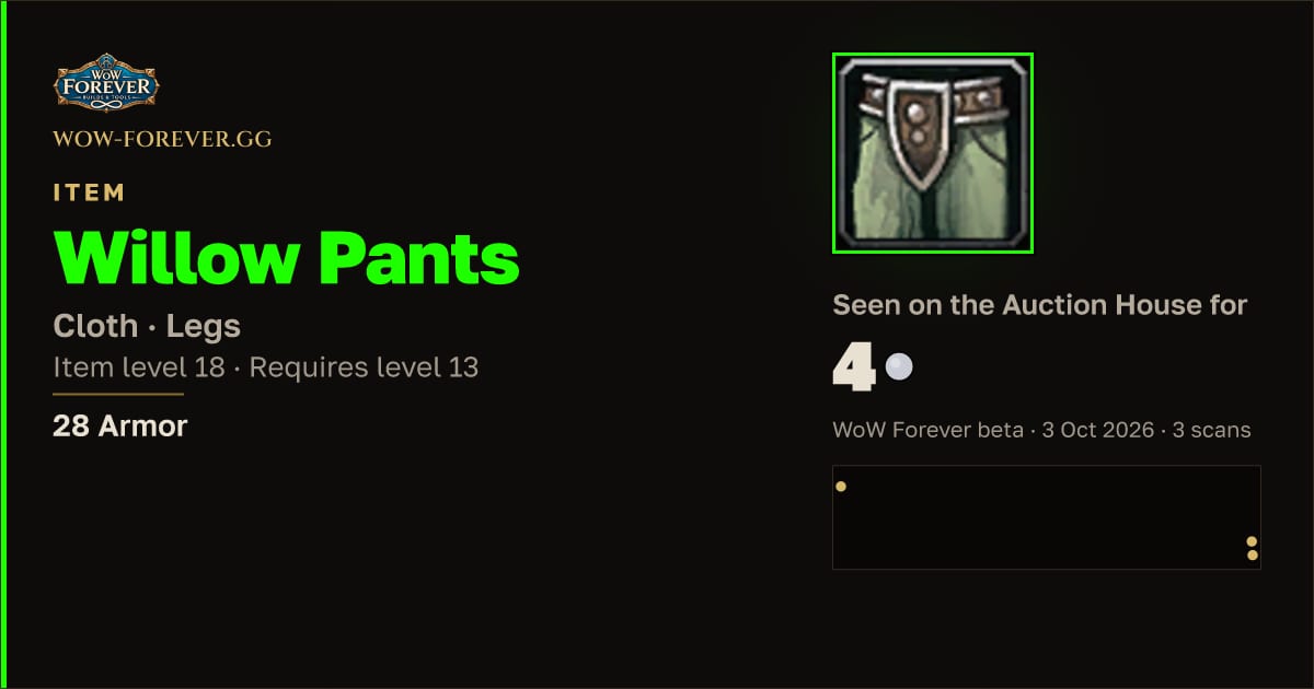 The preview card for Willow Pants
