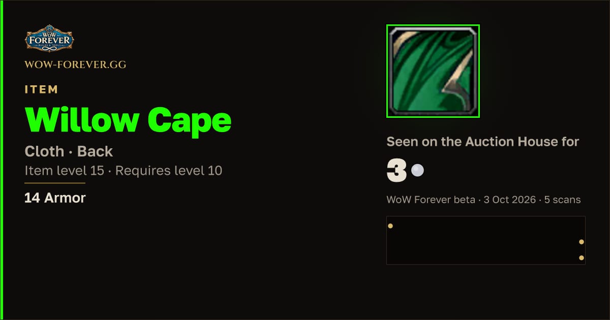 The preview card for Willow Cape
