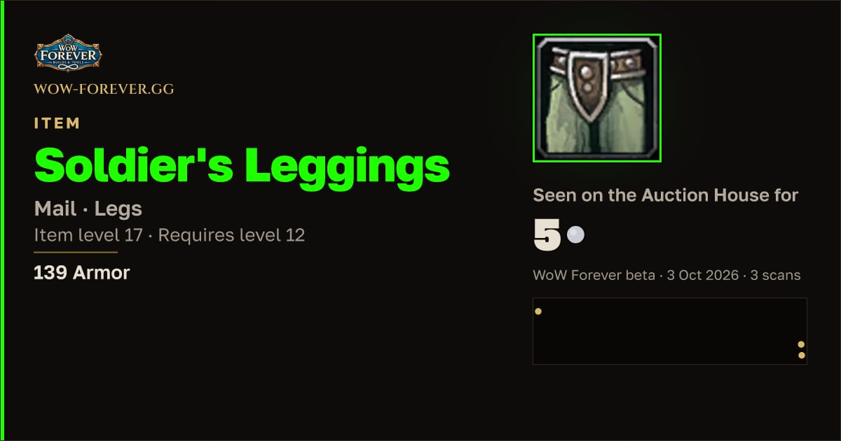 The preview card for Soldier's Leggings