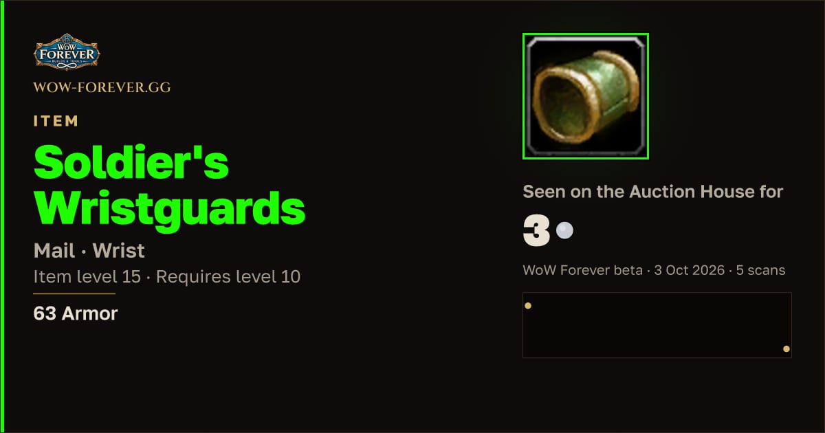 The preview card for Soldier's Wristguards