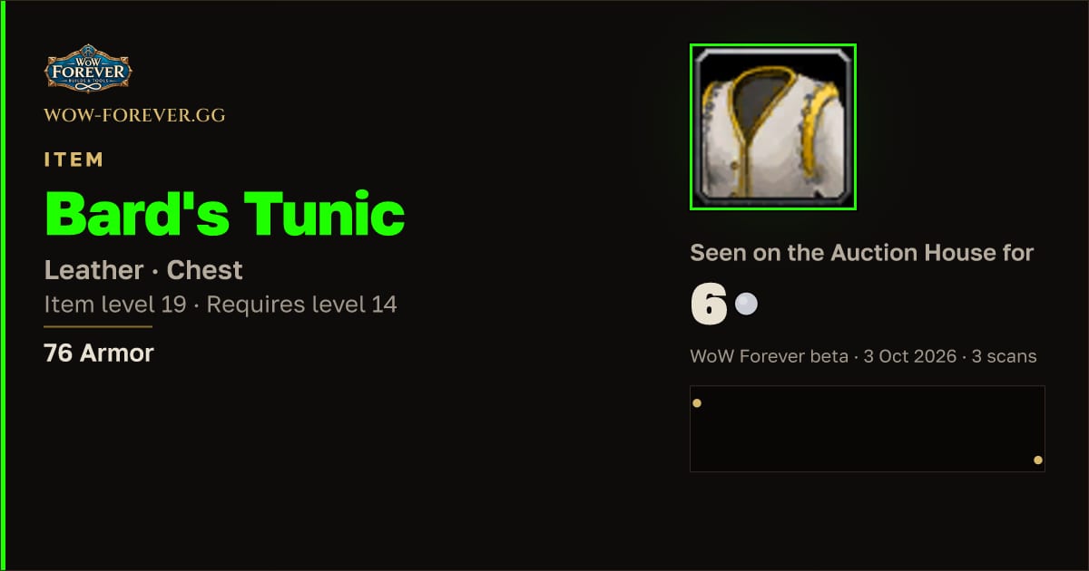 The preview card for Bard's Tunic