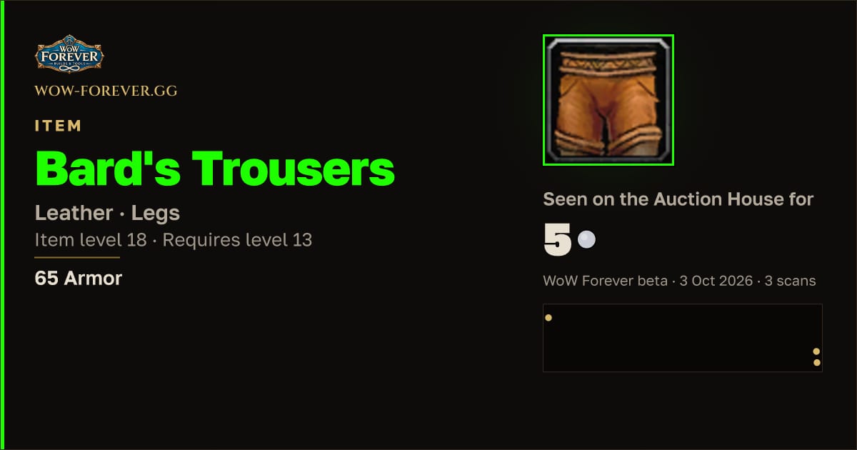 The preview card for Bard's Trousers