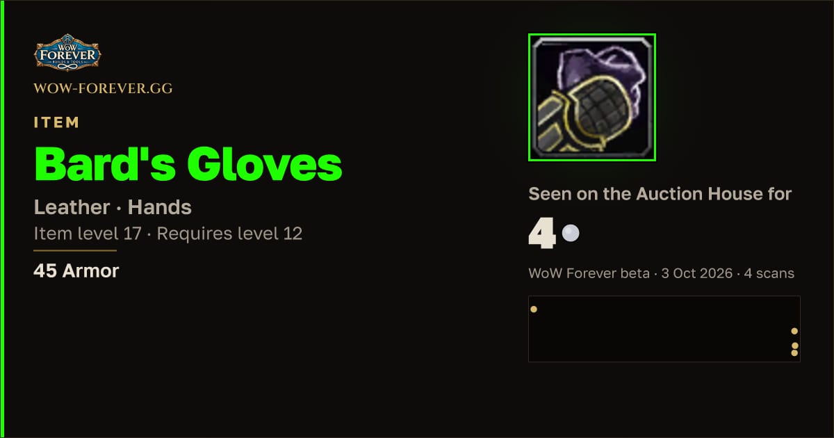 The preview card for Bard's Gloves