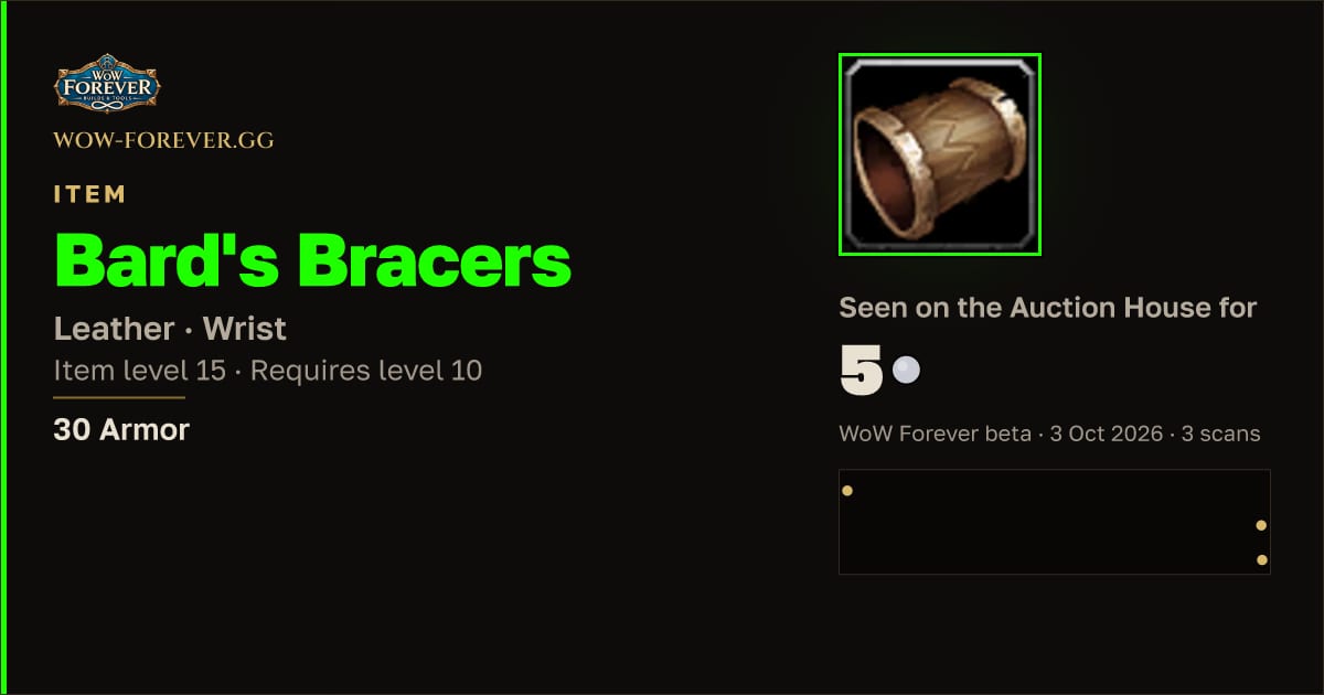 The preview card for Bard's Bracers