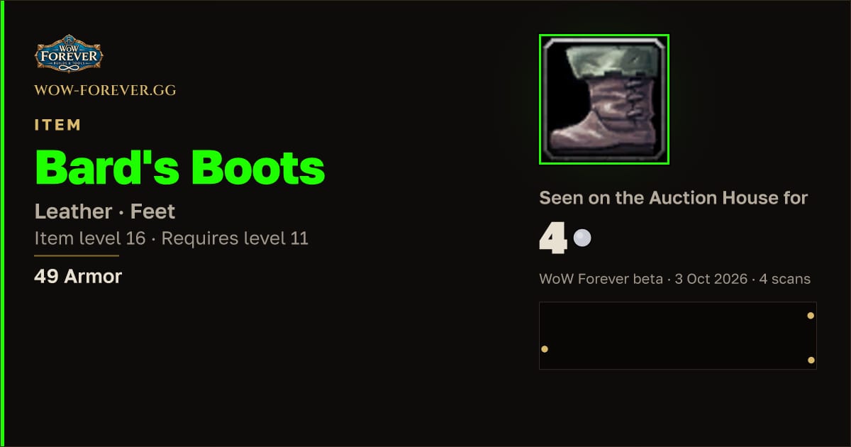 The preview card for Bard's Boots
