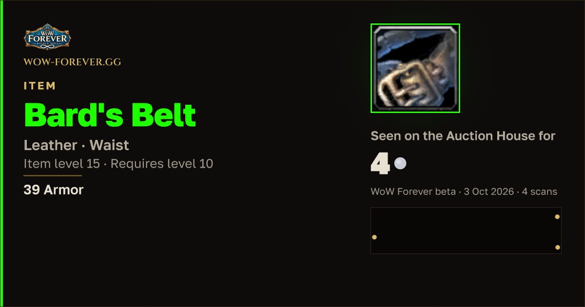 The preview card for Bard's Belt