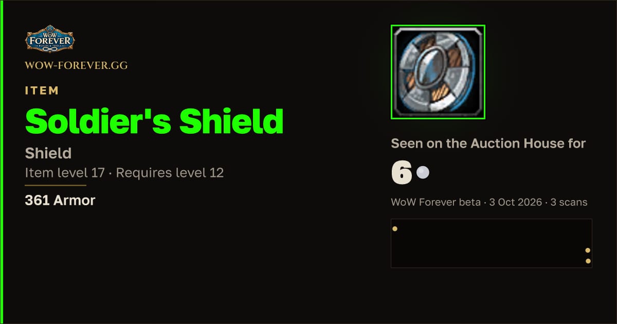 The preview card for Soldier's Shield