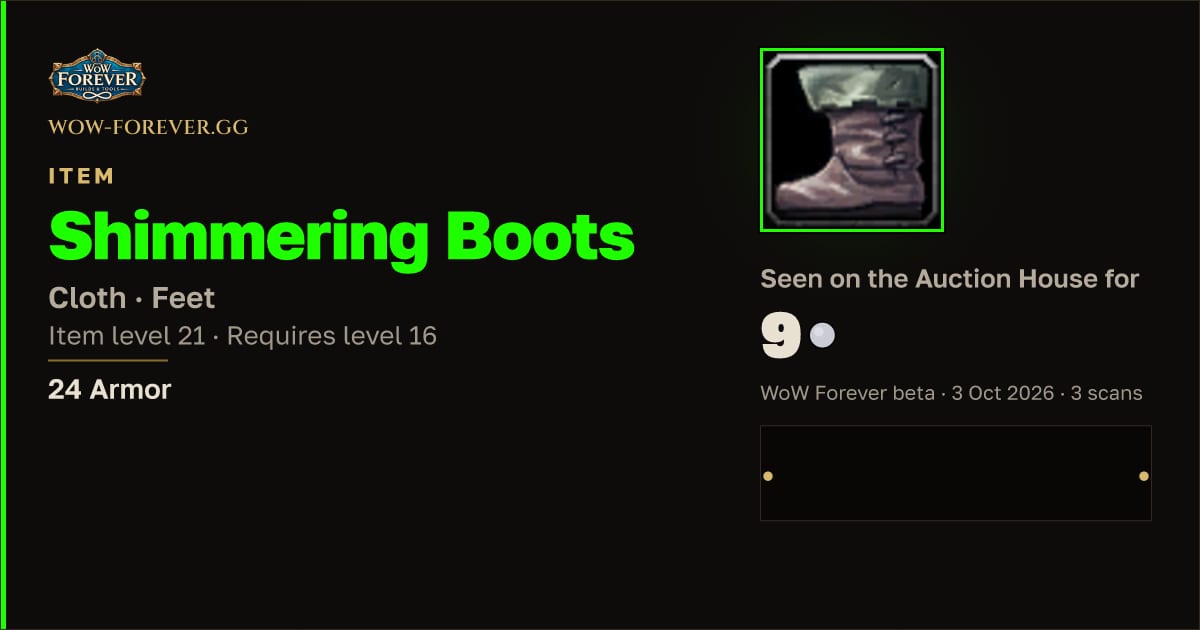 The preview card for Shimmering Boots