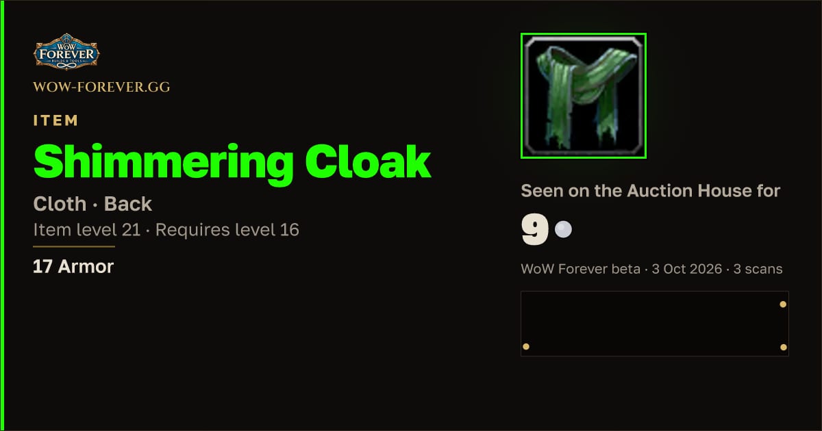 The preview card for Shimmering Cloak