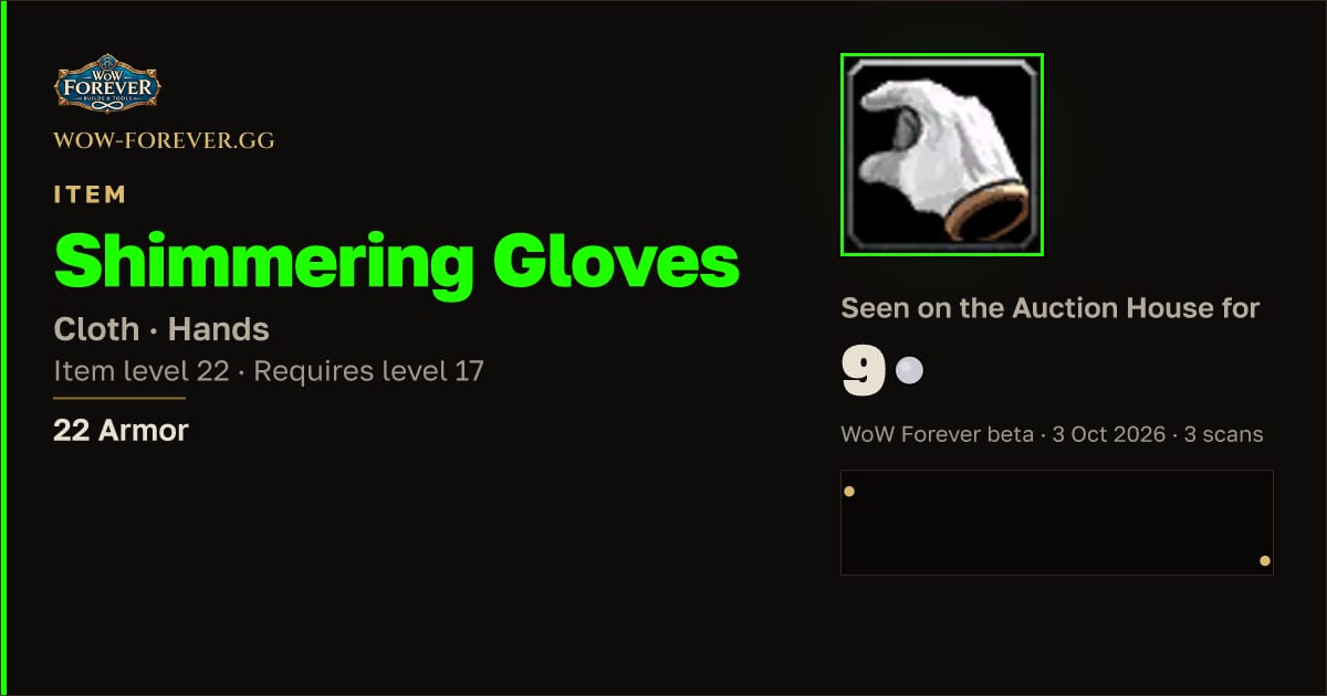 The preview card for Shimmering Gloves