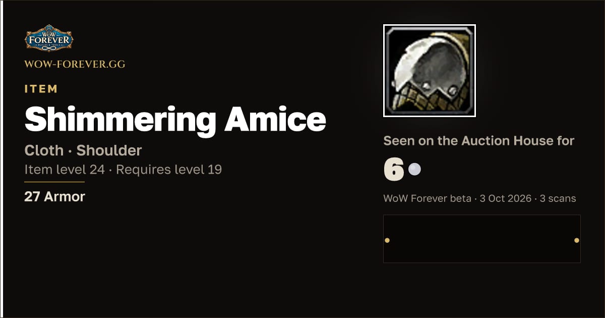 The preview card for Shimmering Amice