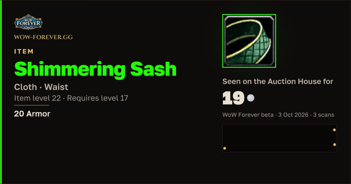 The preview card for Shimmering Sash
