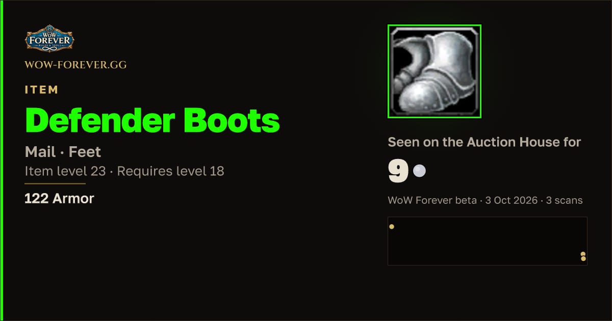 The preview card for Defender Boots