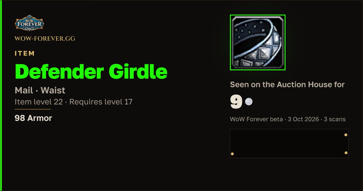 The preview card for Defender Girdle