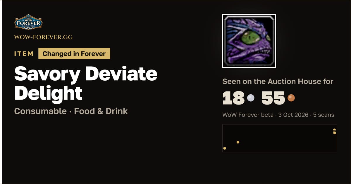 The preview card for Savory Deviate Delight