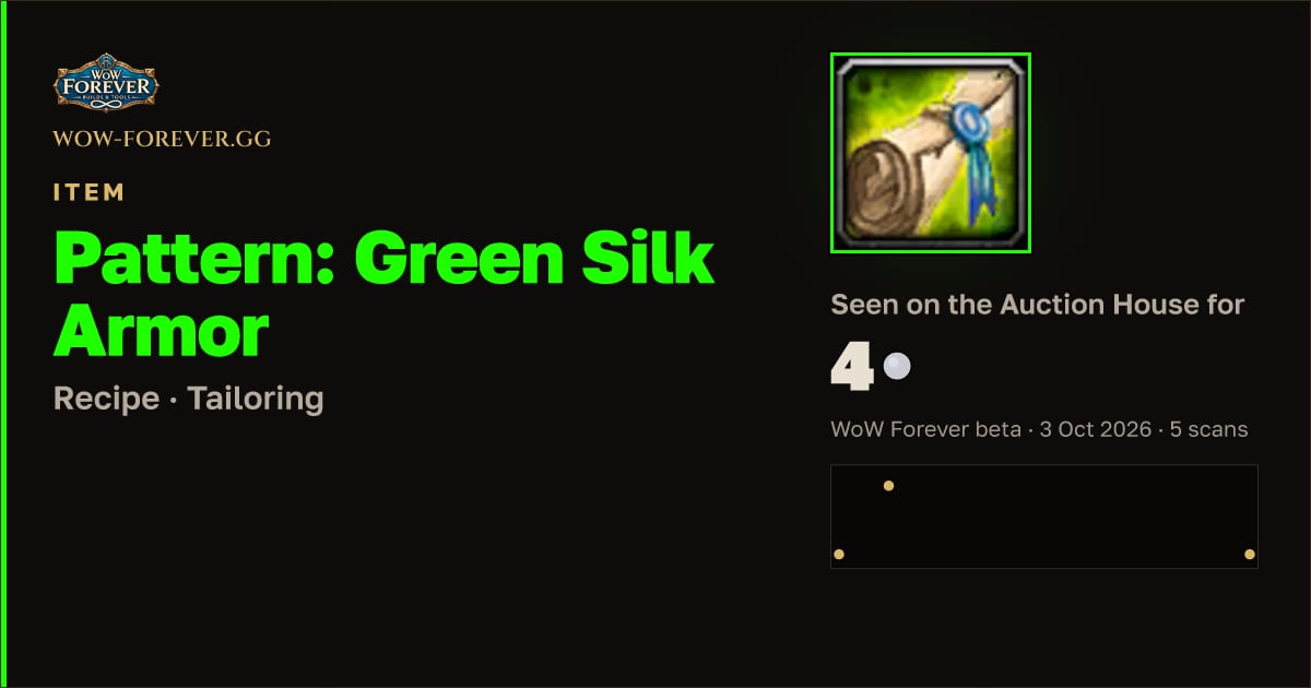 The preview card for Pattern: Green Silk Armor