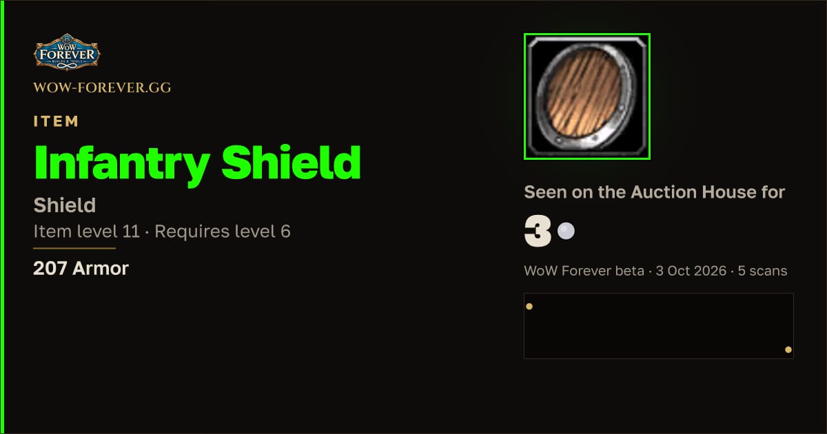 The preview card for Infantry Shield