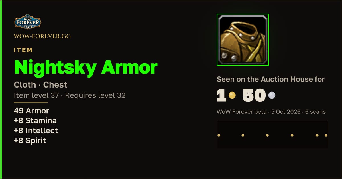The preview card for Nightsky Armor