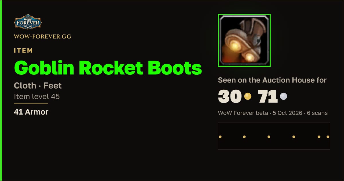 The preview card for Goblin Rocket Boots