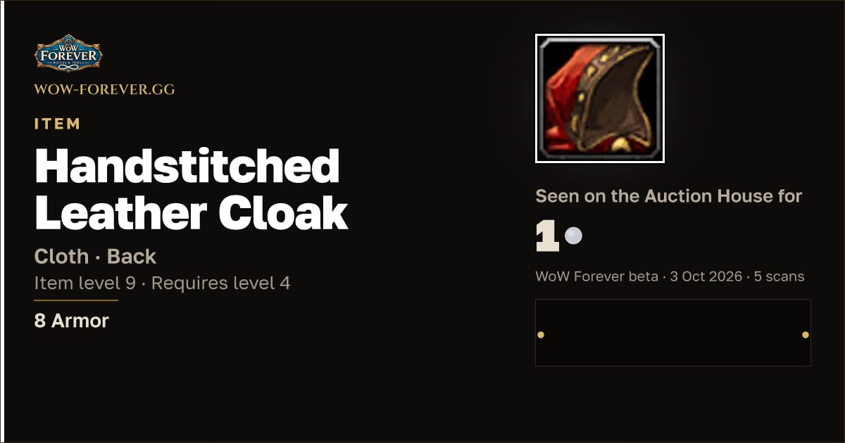 The preview card for Handstitched Leather Cloak