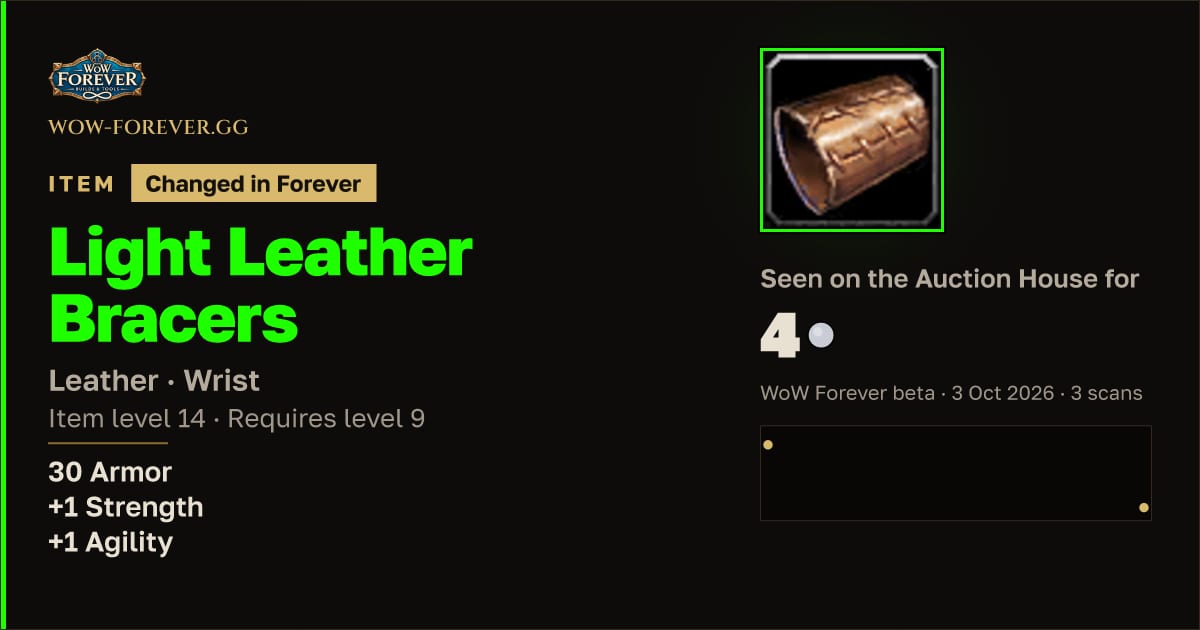 The preview card for Light Leather Bracers