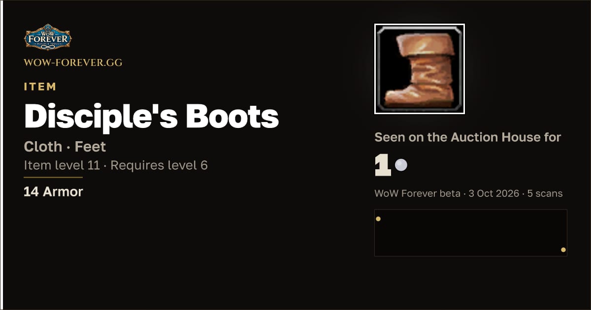 The preview card for Disciple's Boots