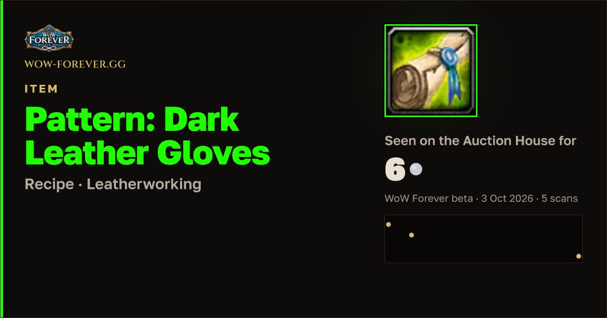 The preview card for Pattern: Dark Leather Gloves