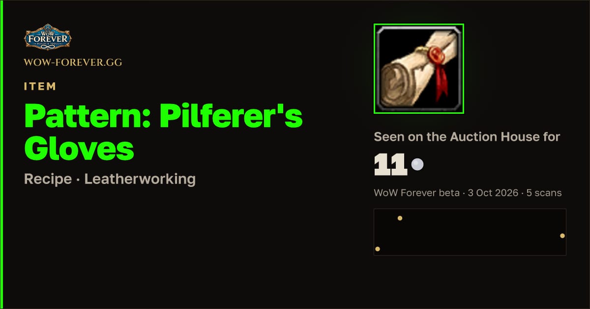 The preview card for Pattern: Pilferer's Gloves
