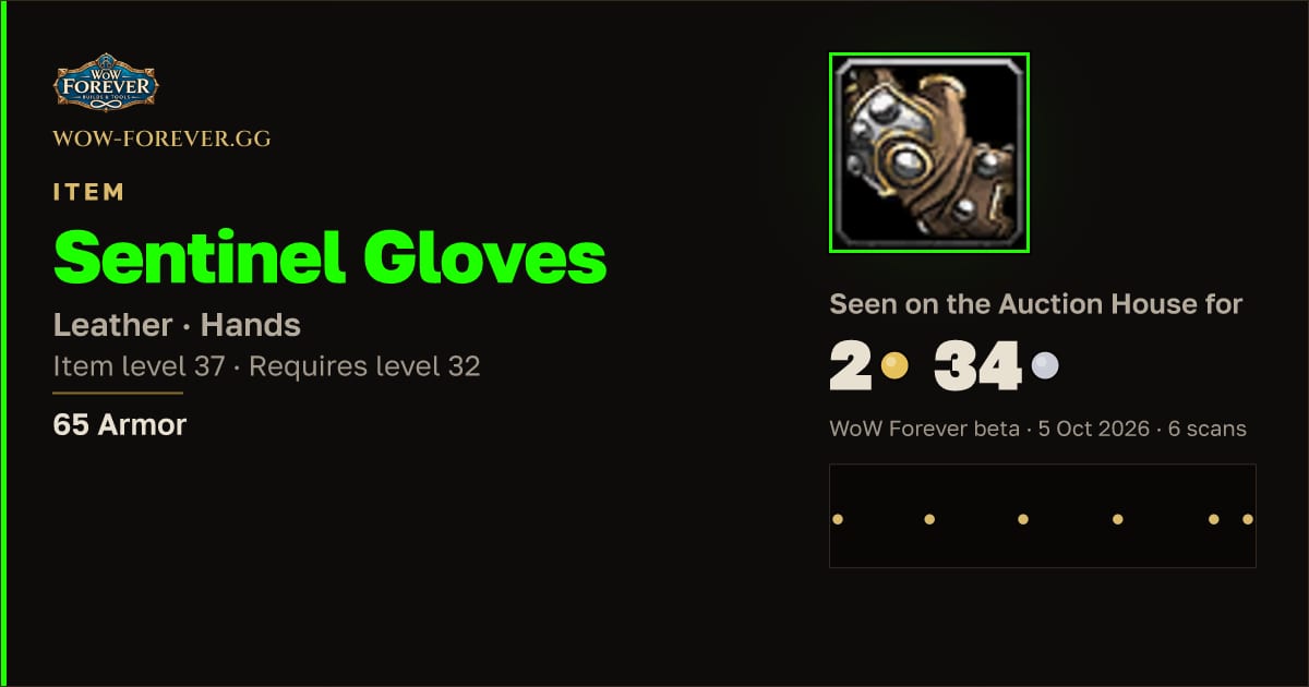 The preview card for Sentinel Gloves